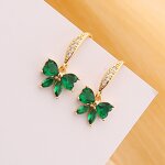 Pendant Earrings Manufacturer - Dainty Full Diamond Zircon Butterfly Brass Women