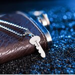 Couple Necklace Manufacturer - Silver I Love You Heart Lock Key Stainless Steel