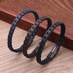 Leather Bracelet Manufacturer - Titanium Steel Black Personality Wristband Gift