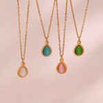 Opal Necklace Manufacturer - 2026 Vintage Natural Waterdrop Stainless Steel Unisex