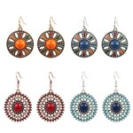 Drop Earrings Manufacturer - Retro Ethnic Sunflower Rhinestone Circular Women