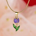 Pendant Necklace Manufacturer - Romantic Flower Gold Plated Yellow Diamond Tulip Girls