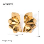 Stud Earrings Manufacturer - Floral Petal Gold Silver Big Matte Half Flower Women