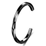 Bangle Bracelet Manufacturer - C-Shaped Open Stainless Steel Smooth Twisted Titanium