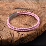 Leather Bracelet Manufacturer - Double Strip Multi-color Braided Unisex Stainless Steel