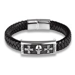 Leather Bracelet Manufacturer - Punk Braided Skull Titanium Steel Mens Wholesale