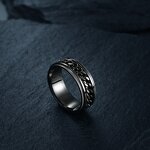 Spinner Ring Manufacturer - Gold Black Embossed Rotating Cool Mens Jewelry