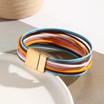 Wrap Bracelets Manufacturer - Bohemian Magnetic Claps Multi Layers Leather Women