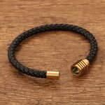 Men's Bracelet Manufacturer - Stainless Steel Leather Rope Woven Wristband