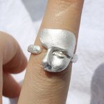 Opening Ring Manufacturer - Silver Burnt White Texture Mask Versatile Copper
