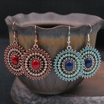 Drop Earrings Manufacturer - Retro Ethnic Sunflower Rhinestone Circular Women