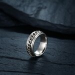 Spinner Ring Manufacturer - Gold Black Embossed Rotating Cool Mens Jewelry