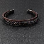 Bangle Bracelet Manufacturer - Stainless Steel Black Color Leather Mens Jewelry