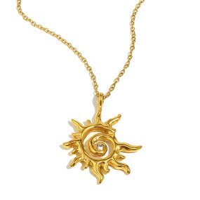 Pendant Necklace Manufacturer - Vintage Sun Flame Diamond Punk Hip Hop Stainless Steel