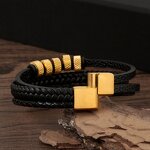 Leather Bracelet Manufacturer - 2026 Stainless Steel Beaded Magnetic Punk Gift