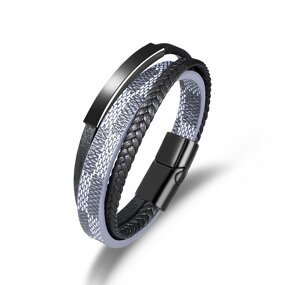 Leather Bracelets Manufacturer - Silver Multi-Strand Stainless Steel Magnetic Clasp