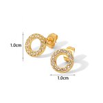Stud Earrings Manufacturer - Cubic Zirconia Hollow Out Ring Stainless Steel Women