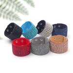 Flannel Bracelet Manufacturer - Diamond Inlaid Snap Button Bohemian Women Wide