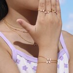 Jewelry Set Manufacturer - 18K Gold Zircon Butterfly Bow Stud Earrings Ring Anklet