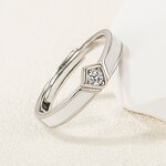 Couple Rings Manufacturer - Princess Knight Silver Plated Zircon Engagement Resizable