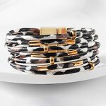 Leather Bracelet Manufacturer - Leopard Print Multi Layer Wrap Magnet Beaded