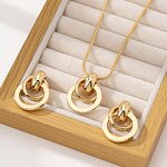 Jewelry Set Manufacturer - Vintage Gold Geometric Circle Necklace Earrings Daily
