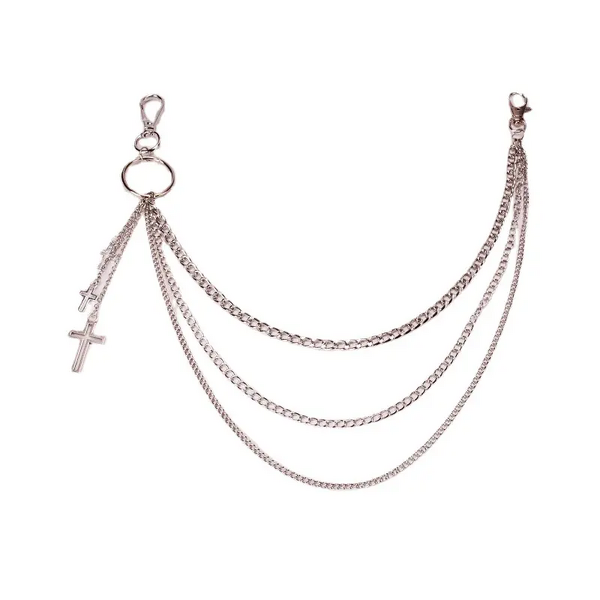 Trousers Chain Manufacturer - Geometry Hollow Cross Pendant Multi-layer Unisex