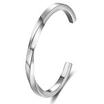 Bangle Bracelet Manufacturer - C-Shaped Open Stainless Steel Smooth Twisted Titanium