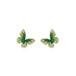 Crystal Earrings Manufacturer - Butterfly Fairy Gradient Green Shiny Small Fresh