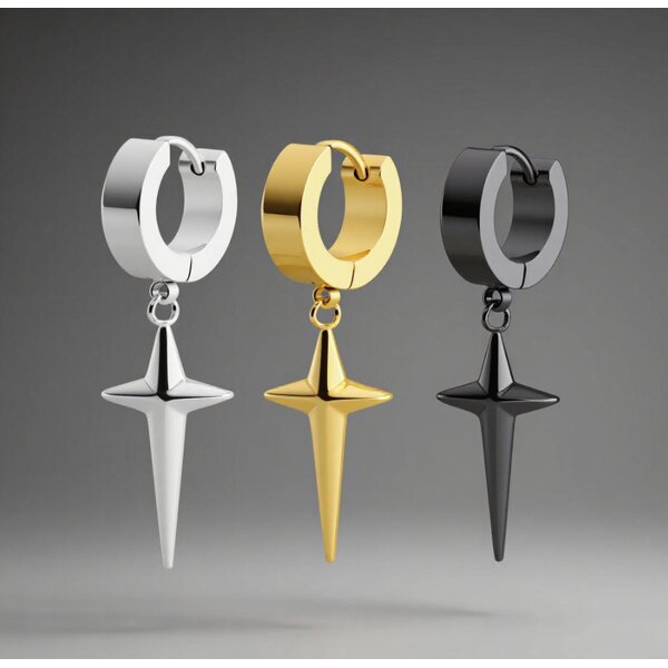 Ear Buckle Earrings Manufacturer - Round Versatile Niche Cross Stainless Steel Mens