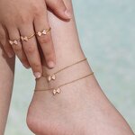 Jewelry Set Manufacturer - 18K Gold Zircon Butterfly Bow Stud Earrings Ring Anklet