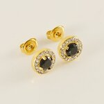 Stud Earrings Manufacturer - Stainless Steel Zircon Turquoise Multi-Color Women