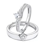 Couple Rings Manufacturer - Princess Knight Silver Plated Zircon Engagement Resizable