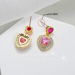 Stud Earrings Manufacturer - Heart Cut White Pink Crystal Micro Pave Wedding Gift