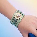 Rhinestone Bracelet Manufacturer - Hand-woven Leather Cord Magnet Clasp Women