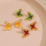 Crystal Earrings Manufacturer - Butterfly Fairy Gradient Green Shiny Small Fresh