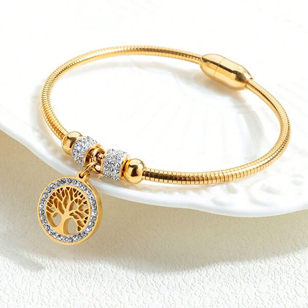 Bangle Bracelet Manufacturer - Tree of Life Magnetic Locks Zircon Women Wholesale