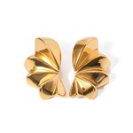 Stud Earrings Manufacturer - Floral Petal Gold Silver Big Matte Half Flower Women