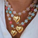 Pendant Necklace Manufacturer - 2026 Rainbow Gemstone Heart Handmade Resort Women