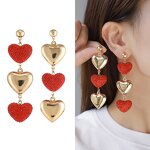 Jewelry Set Manufacturer - 18K Gold Red Heart Zircon Necklace Earrings Ring