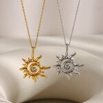 Pendant Necklace Manufacturer - Vintage Sun Flame Diamond Punk Hip Hop Stainless Steel