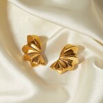 Stud Earrings Manufacturer - Floral Petal Gold Silver Big Matte Half Flower Women