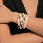 Leather Bracelet Manufacturer - Punk Magnetic PU Multi-layer Bohemian Diamond Women