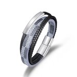 Leather Bracelets Manufacturer - Silver Multi-Strand Stainless Steel Magnetic Clasp