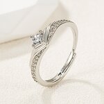 Couple Rings Manufacturer - Princess Knight Silver Plated Zircon Engagement Resizable