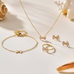 Jewelry Set Manufacturer - 18K Gold Zircon Butterfly Bow Stud Earrings Ring Anklet