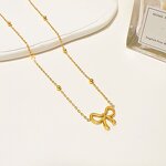 Link Necklace Manufacturer - Non-Fading Flower Cubic Zirconia Gold Plated Titanium Steel