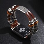Watch Band Manufacturer - Luxury Stainless Steel Wooden Bead Leather Smart Watch
