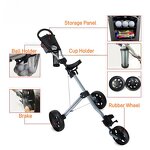 Golf Push Cart Manufacturer - 3-Wheel Aluminium Folding Portable 60kg Load GVM Black