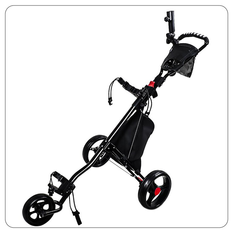Golf Push Cart Manufacturer - 3-Wheel Foldable Manual Aluminium 60kg Load Capacity